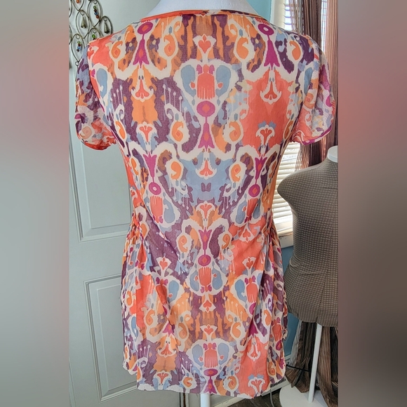 Weston Wear Anthropologie Mesh Flowy Babydoll Top Womens XS Multi Short-Sleeve - Picture 4 of 12